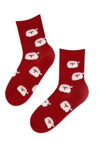 Хлопковые носки красного цвета в рождественской тематике с узором в виде Деда Мороза MERRY (веселый) | Sokisahtel