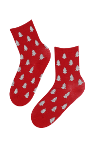 MERRY red socks with spruces for women | Sokisahtel