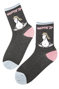 NAMASTE dark gray cotton socks for women | Sokisahtel