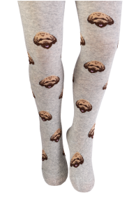 STU grey cotton tights with dogs for children | Sokisahtel
