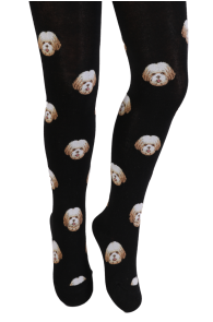 STU black cotton tights with dogs for children | Sokisahtel