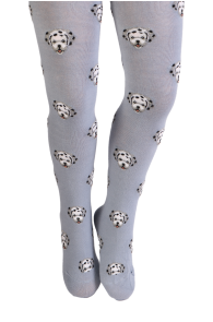 STU blue-gray cotton tights with dogs for children | Sokisahtel