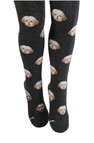 STU dark grey cotton tights with dogs for children | Sokisahtel