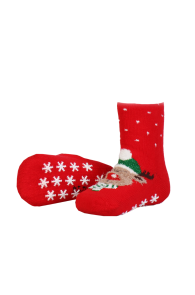 TEDDY red reindeer socks with anti-slip soles for babies | Sokisahtel