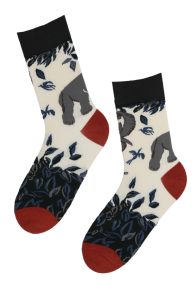 Мужские стильные хлопковые носки с изображением абстрактного слона и растений ANDRE | Sokisahtel