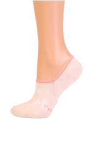 Женские хлопковые носки-следки розового цвета с изображением пёсиков и сердечек ANETT | Sokisahtel