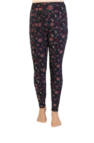 Женские удобные леггинсы-брюки размера plus темно-синего цвета с цветочным узором AULI | Sokisahtel