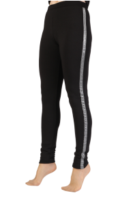 BANDA black thermal leggings for women with a silver stripe | Sokisahtel