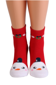 Женские теплые яркие хлопковые носки красного цвета с в зимней тематике BELLS | Sokisahtel