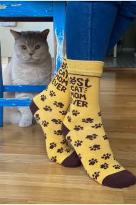 Женские хлопковые носки с кошачьими лапками ко Дню Матери BEST CAT MOM (Лучшая мама-кошка)