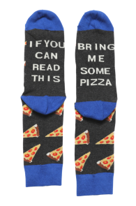 "IF YOU CAN READ THIS, BRING ME SOME PIZZA" dark gray cotton socks | Sokisahtel