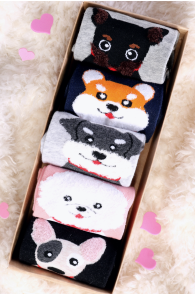 Подарочный набор из 5 пар хлопковых носков с милыми щенками для женщин DOG | Sokisahtel