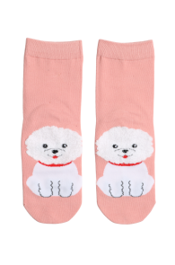 DOG pink socks with a white poodle | Sokisahtel