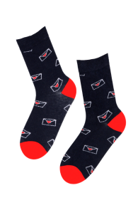 Хлопковые носки темно-синего и красного цвета с изображением любовных писем EMAIL | Sokisahtel