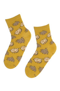 Хлопковые носки желтого цвета с изображением дуриана FRUIT | Sokisahtel