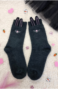 FUNNY BUNNY dark grey socks for women | Sokisahtel