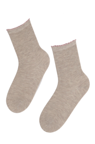 ITI beige socks with a glittering edge for women | Sokisahtel
