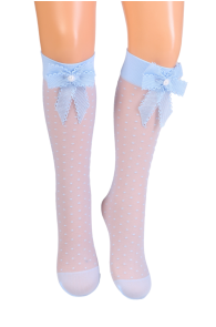 JOANA blue knee-highs with a bowtie for kids | Sokisahtel