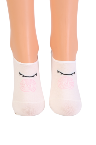 Женские хлопковые носки-следки белого цвета с абстрактрым изображением LEONORE | Sokisahtel