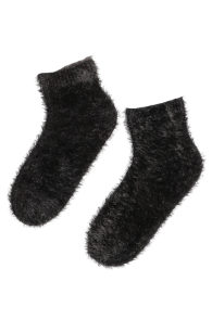 Женские мягкие и пушистые домашние носки зеленовато-серого цвета LOORES | Sokisahtel
