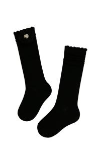 BETTINA black knee-highs with a bowtie for kids | Sokisahtel