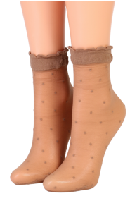 Женские тонкие фантазийные носки бежевого цвета с узором в виде бежевых крапинок MILLA | Sokisahtel