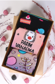 Подарочный набор из 3 пар ярких и красочных хлопковых носков ко Дню Матери PARIM VANAEMA (лучшая бабушка) | Sokisahtel