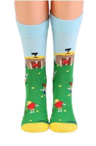 Хлопковые носки зелено-голубого цвета с изображением веселой семейки "штарого деда" VANAMEHE PEREŠOKID | Sokisahtel