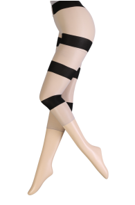 RAJA sheer gray-black striped capri leggings | Sokisahtel