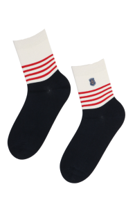 RENE white and blue socks with an anchor | Sokisahtel