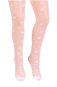 RICCI sheer white tights with hearts for kids | Sokisahtel