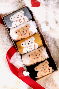 Подарочный набор из 5 пар хлопковых носков с милыми мишками для женщин TEDDY BEAR | Sokisahtel
