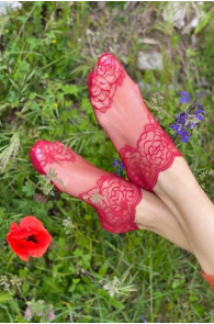 Женские кружевные носки красного цвета TERESA | Sokisahtel