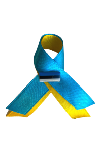 Ribbon in UKRAINIAN colours with the Estonian flag pin | Sokisahtel