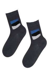 Хлопковые носки серого цвета с изображением флага Эстонии для мужчин и женщин WELCOME | Sokisahtel
