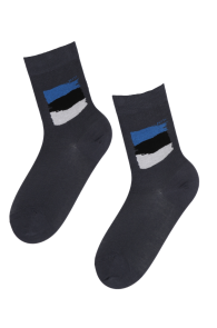 WELCOME dark gray socks with the Estonian flag | Sokisahtel