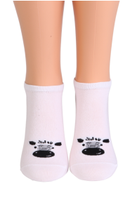 Хлопковые укороченные (спортивные) носки белого цвета с изображением зебры WHITE ZEBRA | Sokisahtel