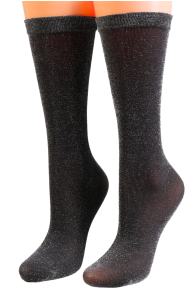 Фантазийные носки чёрного цвета с серебристым блеском SPARKLE | Sokisahtel