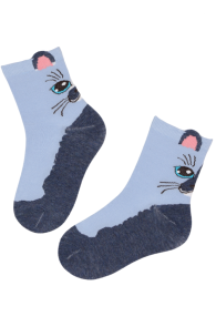 Хлопковые детские носки синего цвета с милыми котятами STIINE | Sokisahtel