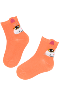 Хлопковые детские носки оранжевого цвета с милыми котятами STIINE | Sokisahtel