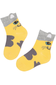STIINE yellow cat socks for kids | Sokisahtel