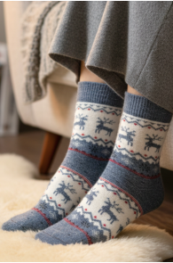 SULVI sinised jõulumustriga villased sokid | Sokisahtel