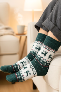 SULVI rohelised jõulumustriga villased sokid | Sokisahtel