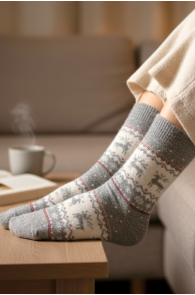 SULVI hallid jõulumustriga villased sokid | Sokisahtel