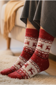 SULVI punased jõulumustriga villased sokid | Sokisahtel