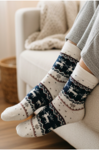 SULVI valged jõulumustriga villased sokid | Sokisahtel