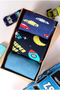 Подарочный набор из 3 пар хлопковых носков ко Дню Отца "SUPER ISA" (супер папа) | Sokisahtel