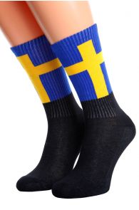 Хлопковые носки для женщин и мужчин с шведским флагом SWEDEN | Sokisahtel