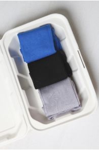 Мужские носки в подарочной коробке TAUNO (3 пары), цвета: синий, черный, серый | Sokisahtel