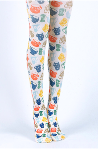 TEATIME teacup pattern print tights | Sokisahtel